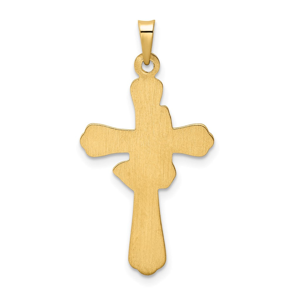 14k Yellow & Rhodium 17.15 mm Polished Hollow Praying Hands Cross Pendant (0.78 grams)