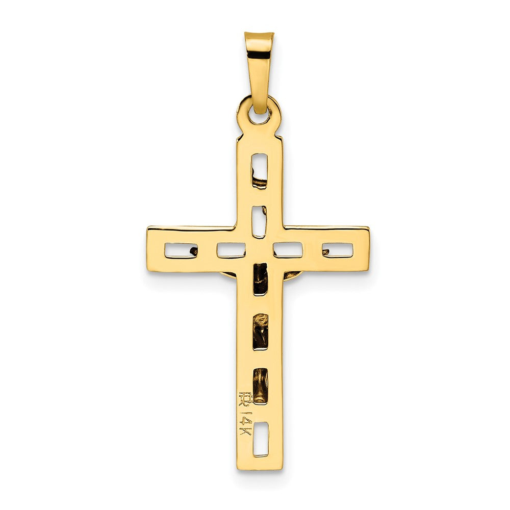 14k Two-tone 16.7 mm Polished Solid INRI Crucifix Pendant (1.03 grams)
