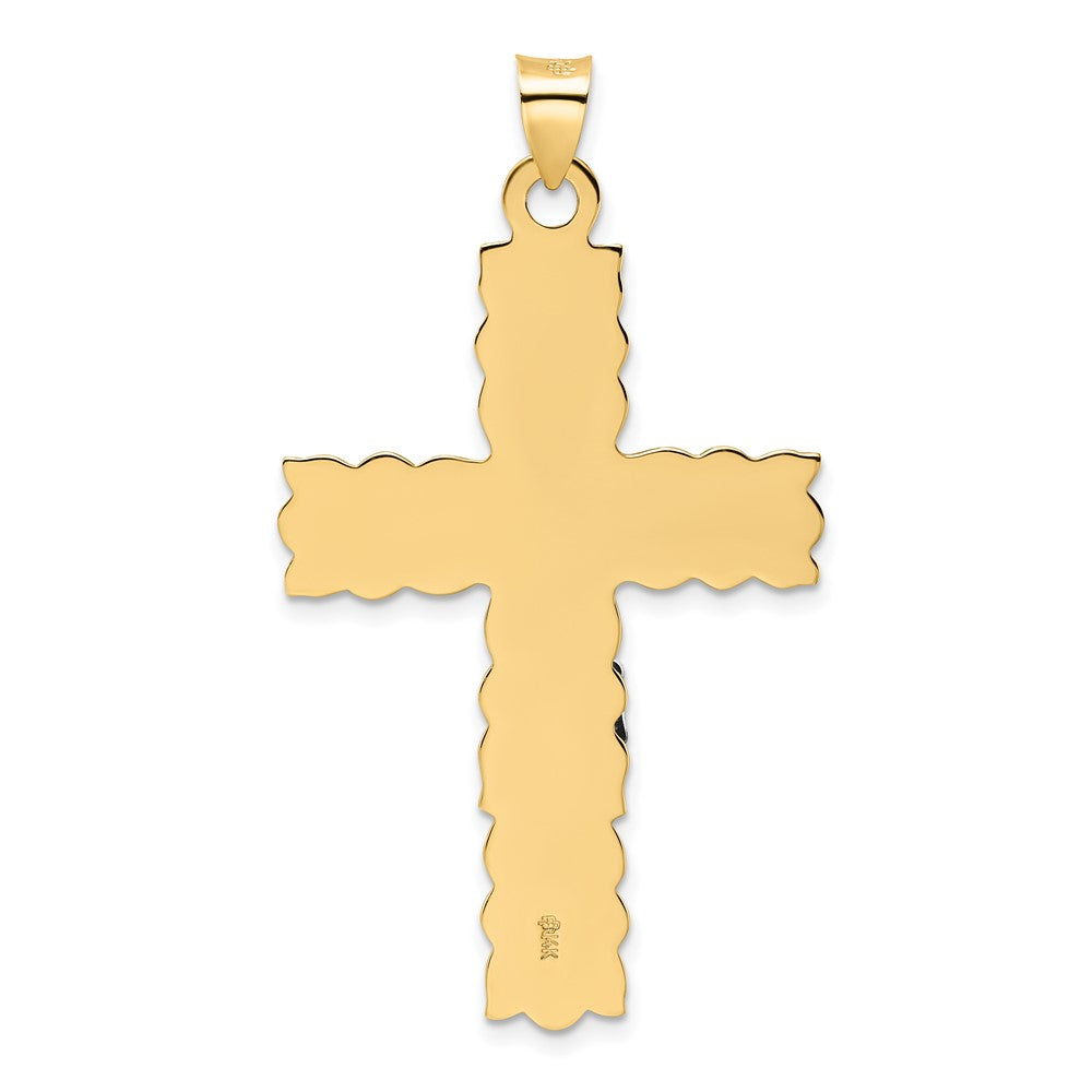 14k Two-tone 28.8 mm Polished Solid INRI Crucifix Pendant (6 grams)