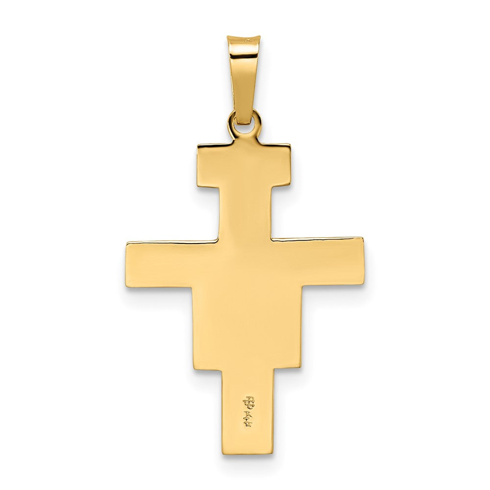 14k Two-tone 16 mm Solid Crucifix Pendant (0.85 grams)