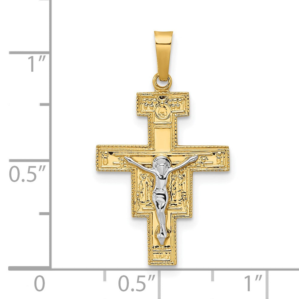 14k Two-tone 16 mm Solid Crucifix Pendant (0.85 grams)