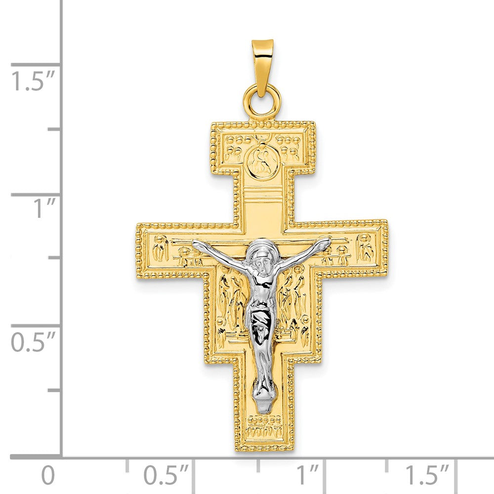 14k Two-tone 24.93 mm Polished Fancy Solid Cross Pendant (2.57 grams)