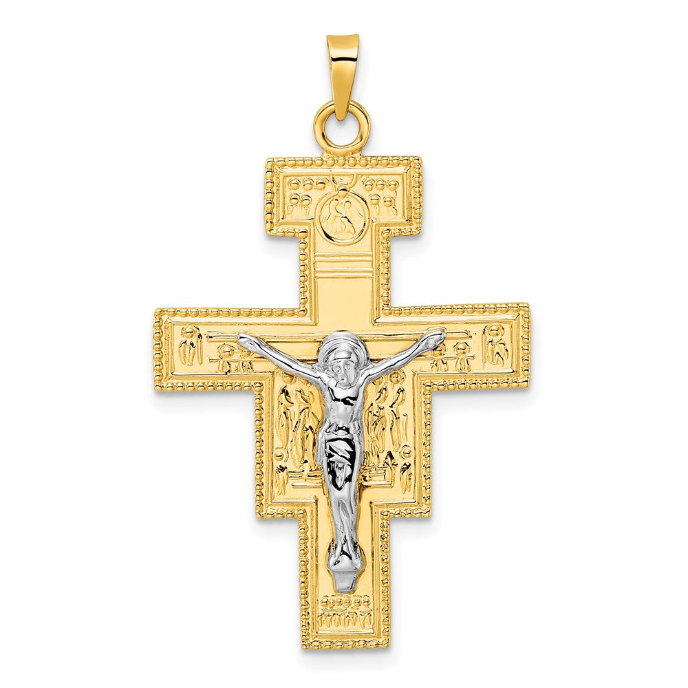 14k Two-tone 24.93 mm Polished Fancy Solid Cross Pendant (2.57 grams)