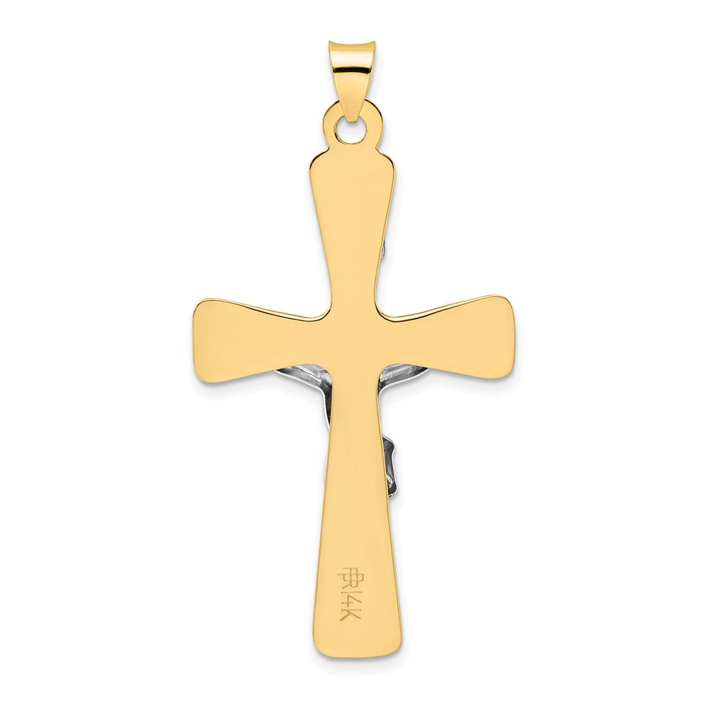 14k Two-tone 27.4 mm Polished Solid INRI Crucifix Pendant (4.28 grams)