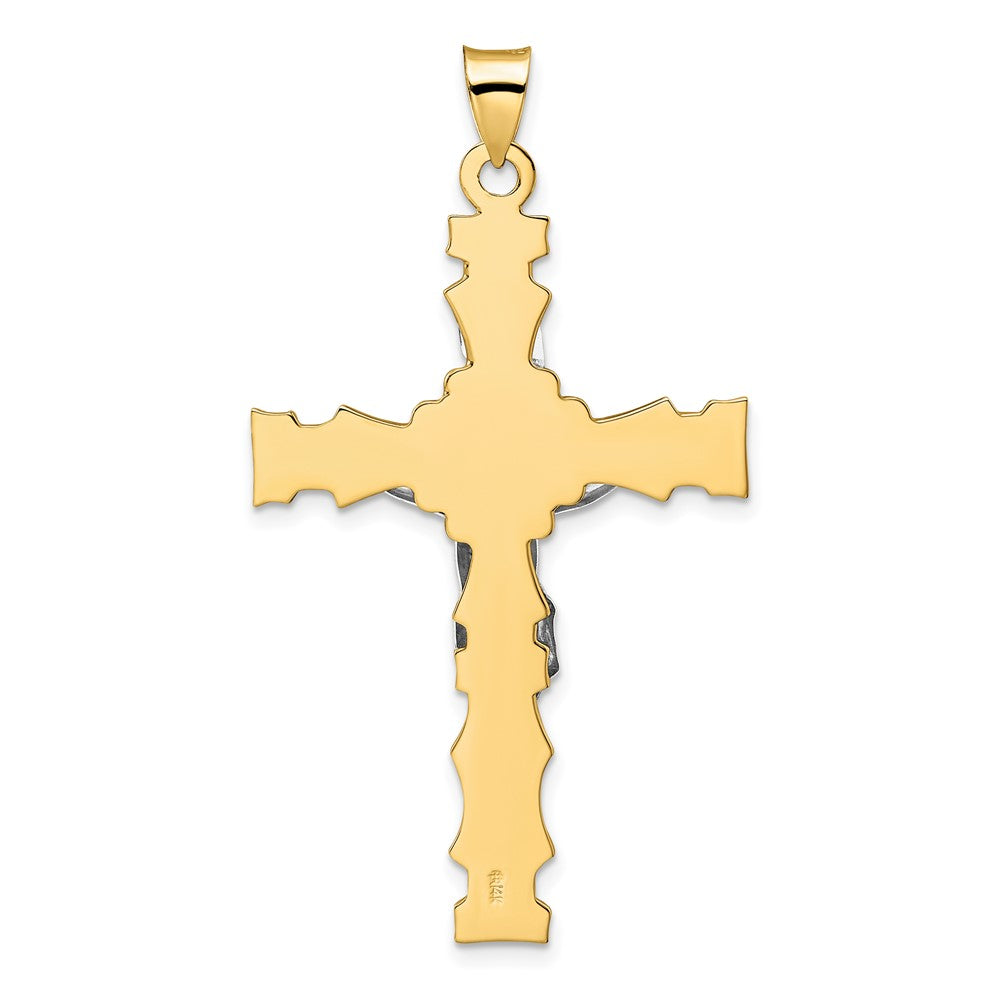 14k Two-tone 29.4 mm Solid INRI Crucifix Pendant (5.2 grams)