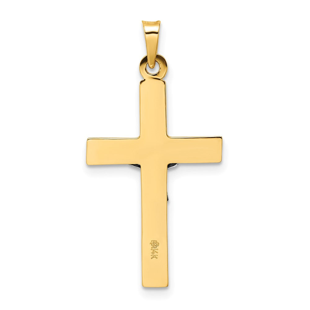 14k Two-tone 16.35 mm Polished Solid INRI Crucifix Pendant (1.44 grams)