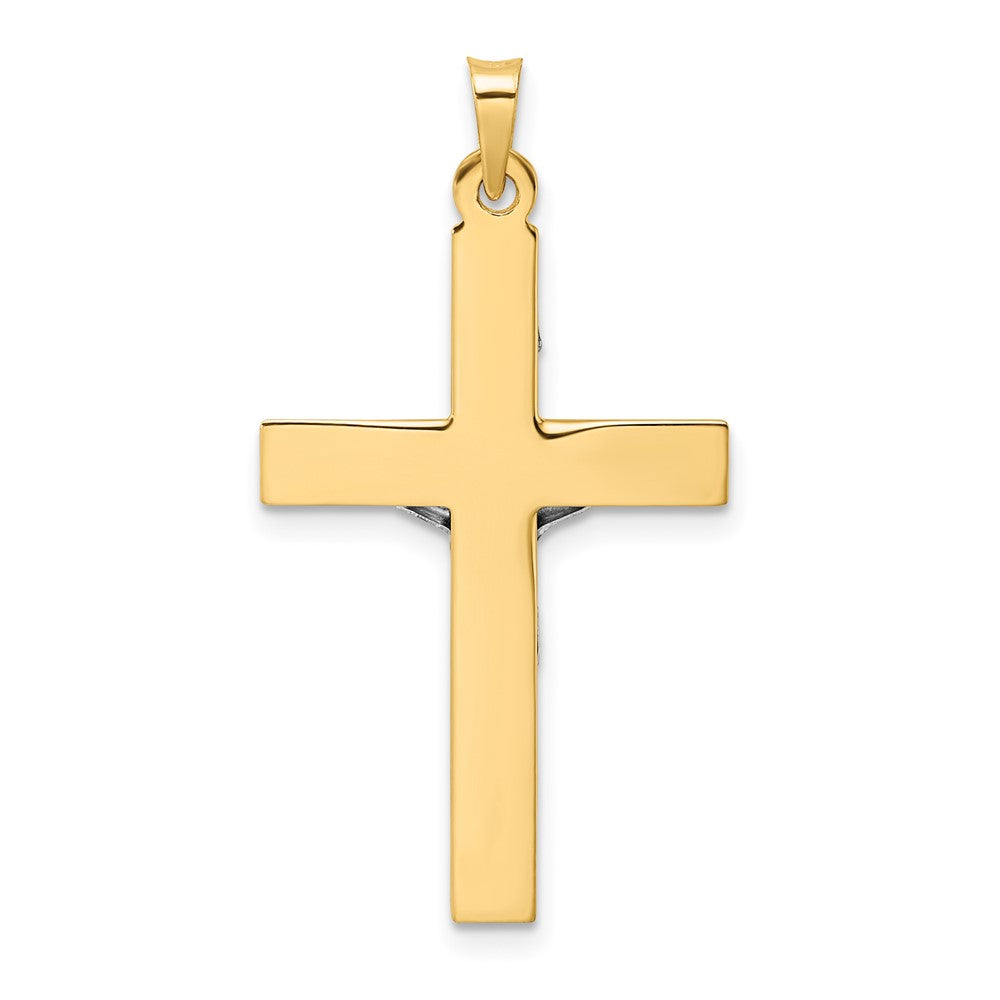 14k Two-tone 19.25 mm Polished Solid INRI Crucifix Pendant (1.97 grams)