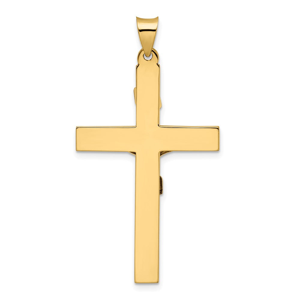 14k Two-tone 26.1 mm Polished Solid INRI Curcifix Cross Pendant (4.63 grams)