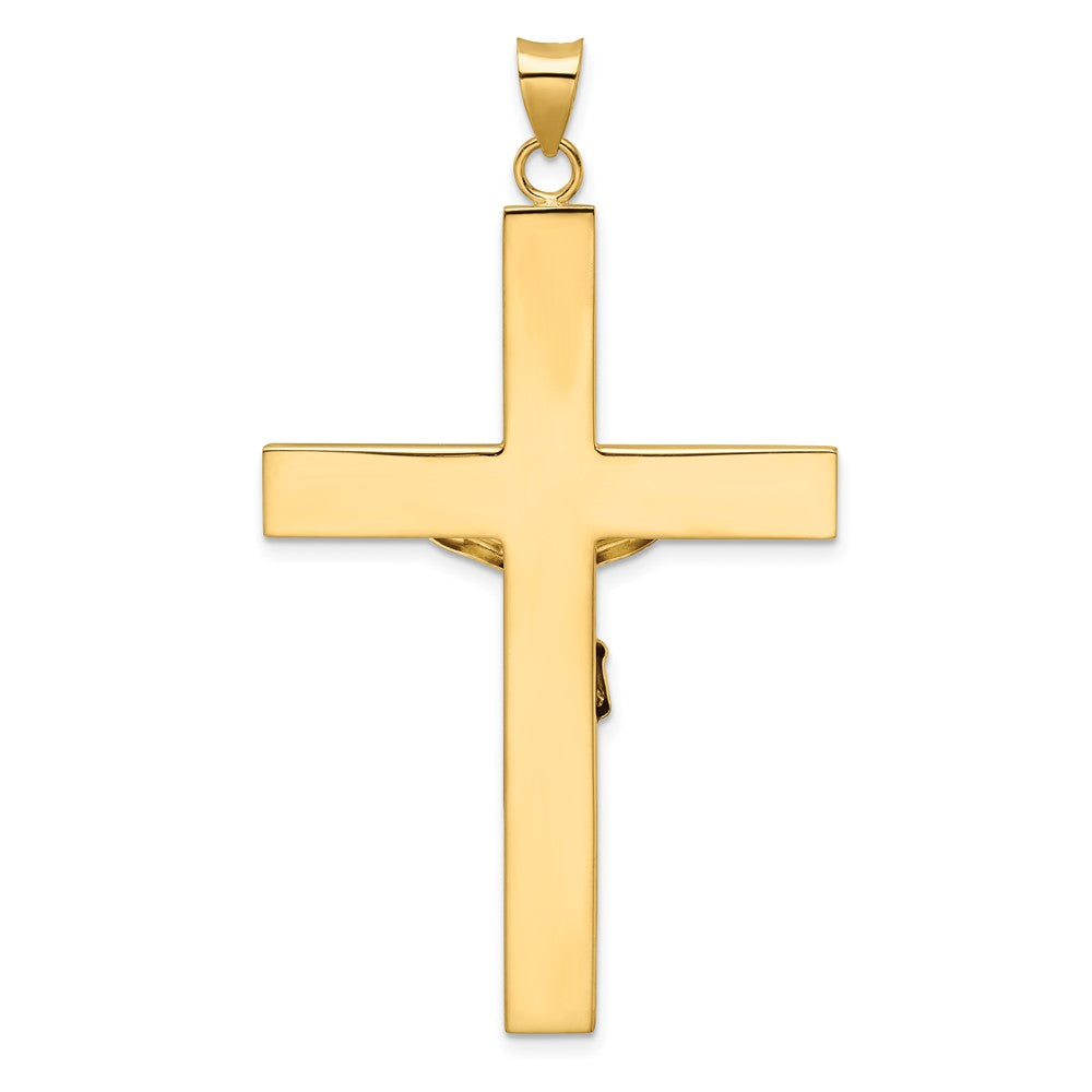 14k Two-tone 35.1 mm Polished Solid INRI Curcifix Cross Pendant (9.57 grams)