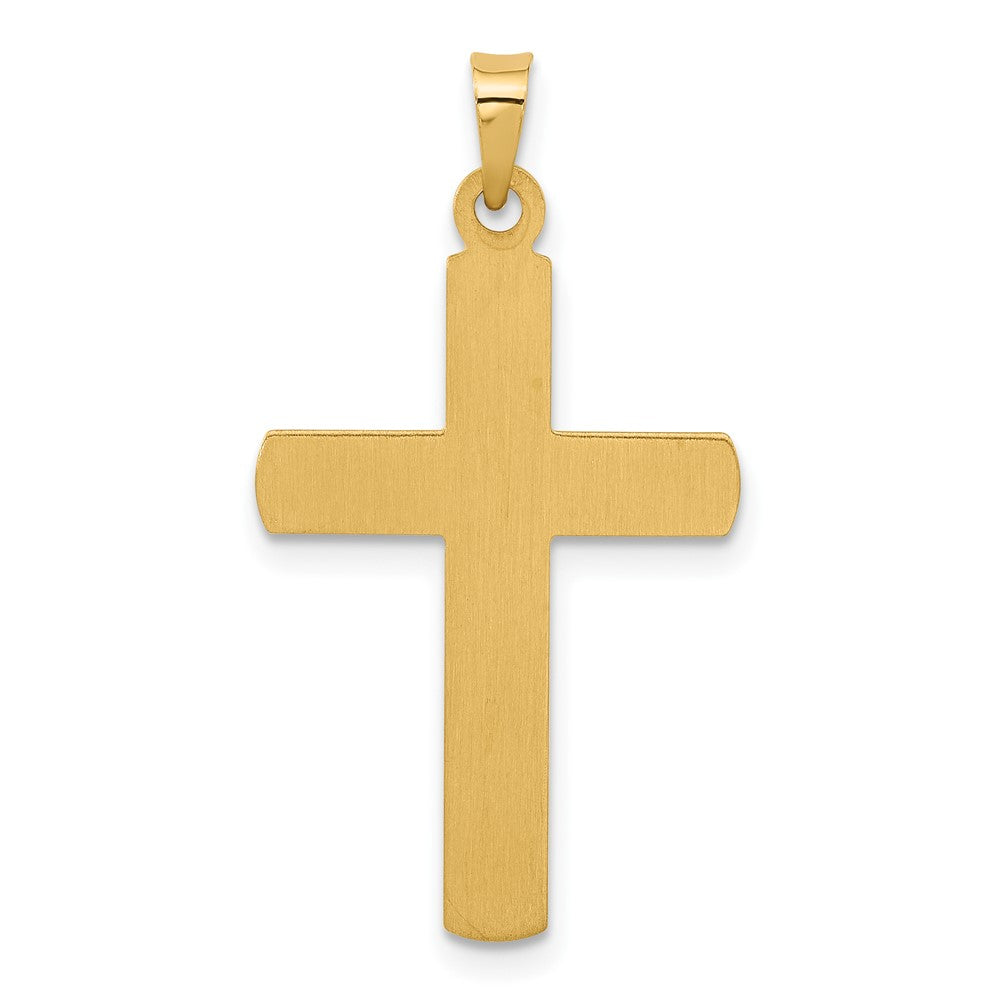14k Yellow Gold 17.3 mm Polished and Textured Hollow Latin Cross Pendant (0.76 grams)