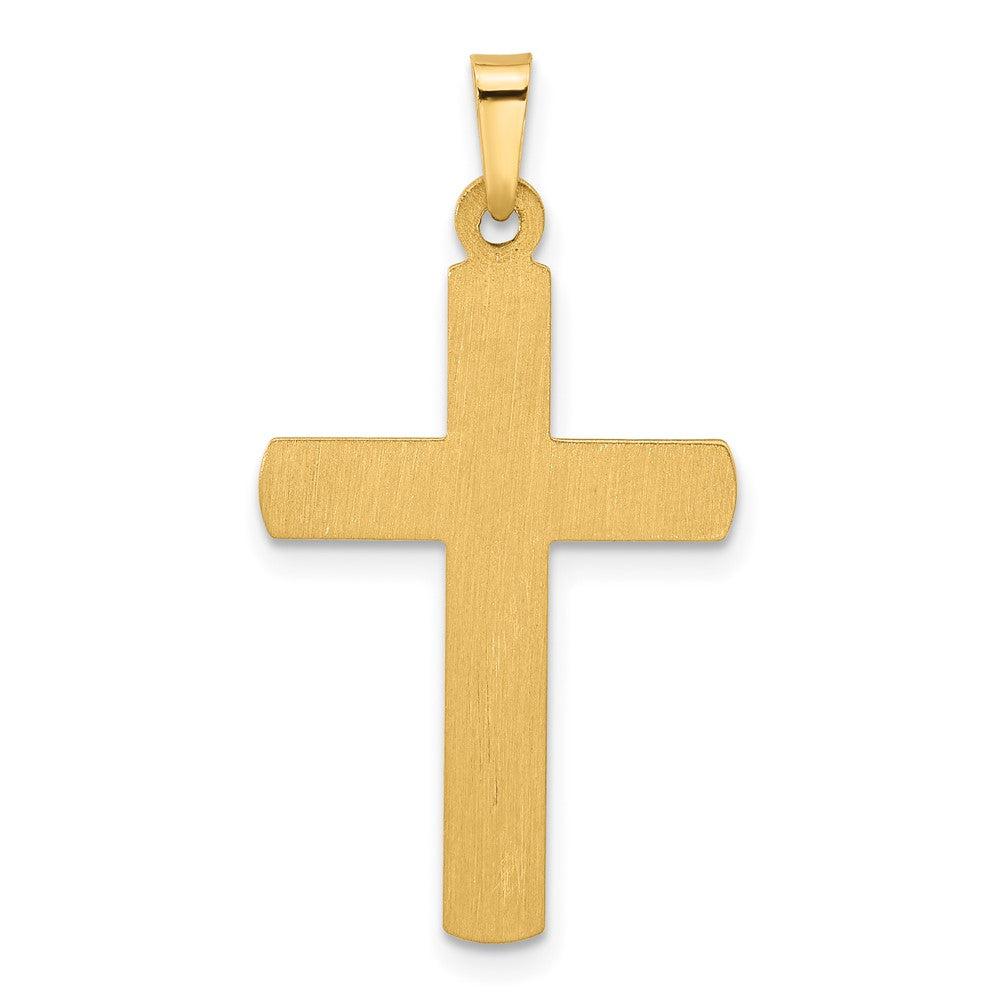 14k Two-tone 17.3 mm Two-Tone Textured and Polished Hollow Latin Cross Pendant (0.76 grams)