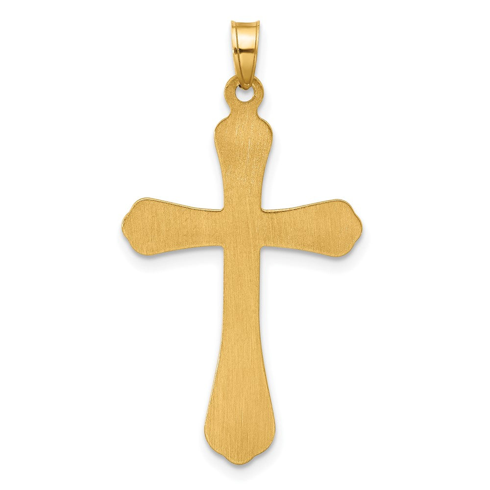 14k Yellow Gold 19.9 mm Polished and Grooved Hollow Cross Pendant (0.95 grams)