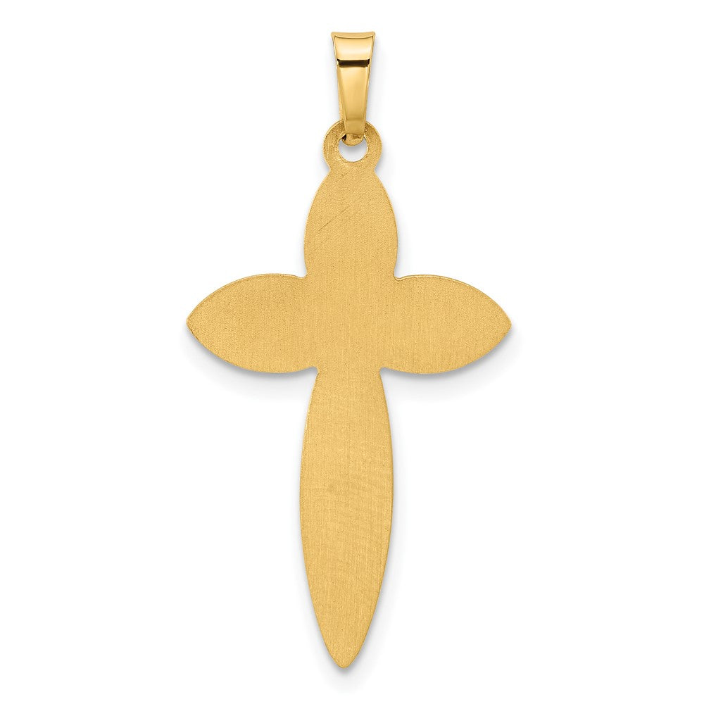 14k Yellow Gold 17 mm Polished and Beaded Hollow Edge Passion Cross Pendant (0.86 grams)