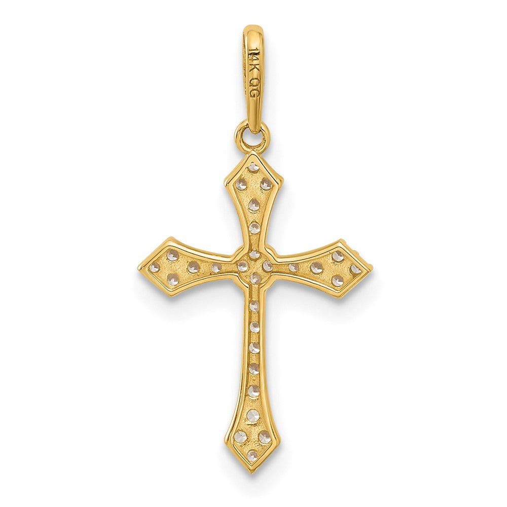 14k Yellow Gold 12.4 mm Polished CZ Passion Cross Pendant (0.56 grams)