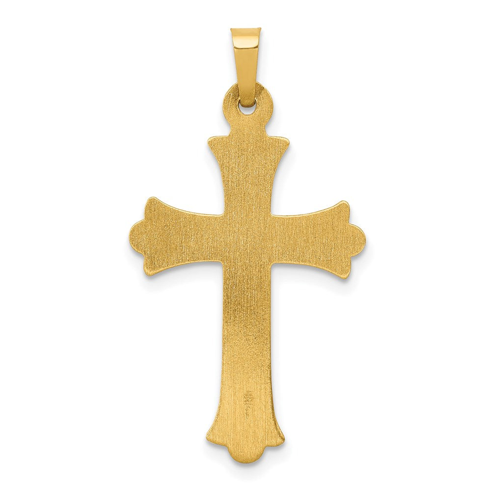 14k Yellow Gold 19 mm Hollow Fleur De Lis Cross Pendant (1.05 grams)