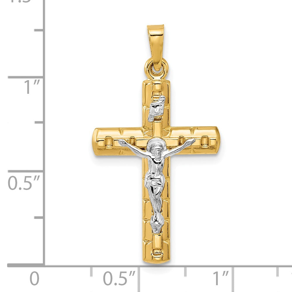 14k Two-tone 17.4 mm Two-Tone Hollow Crucifix Pendent (0.95 grams)