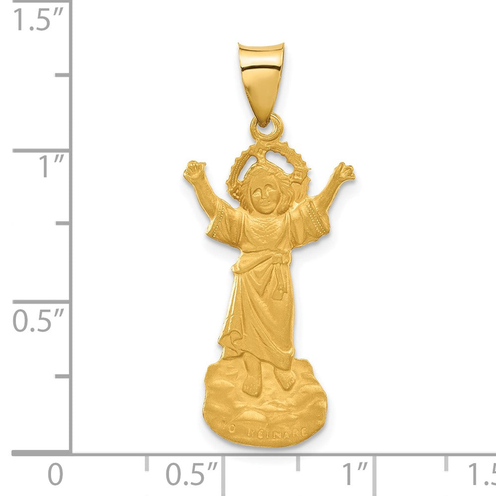 14k Yellow Gold 15 mm Hollow Divine Child Jesus Figure Charm