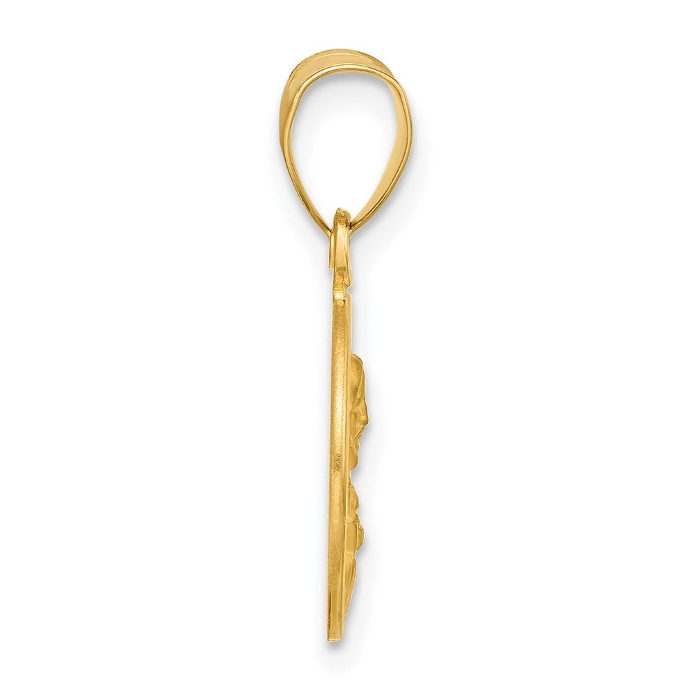 14k Yellow Gold 13.3 mm Polished and Satin Solid Sacred Heart of Jesus Medal (1.33 grams)