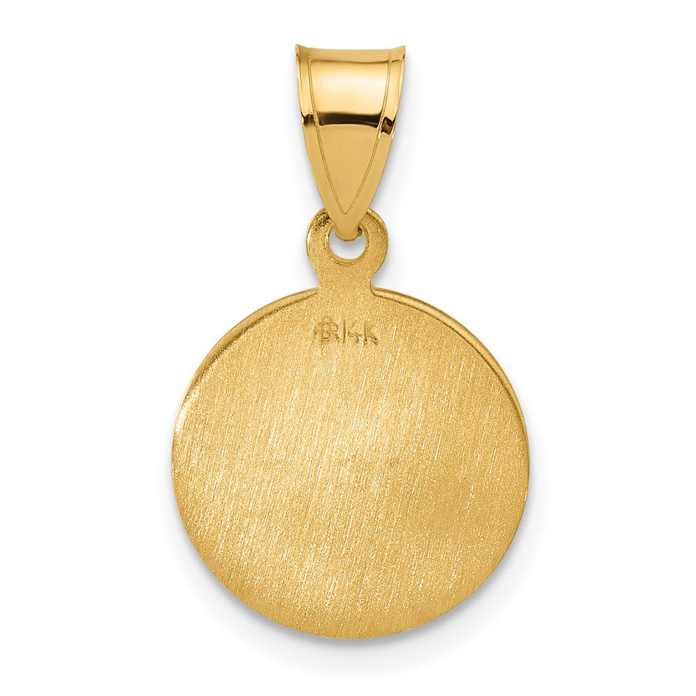 14k Yellow Gold 13.3 mm Polished and Satin Solid Sacred Heart of Jesus Medal (1.33 grams)