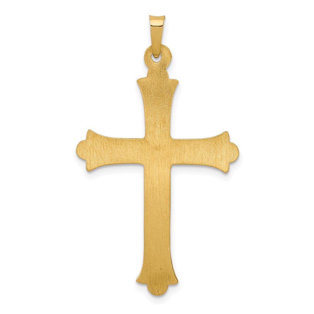 14k Yellow Gold 24 mm Hollow Fleur De Lis Cross Pendant (1.3 grams)