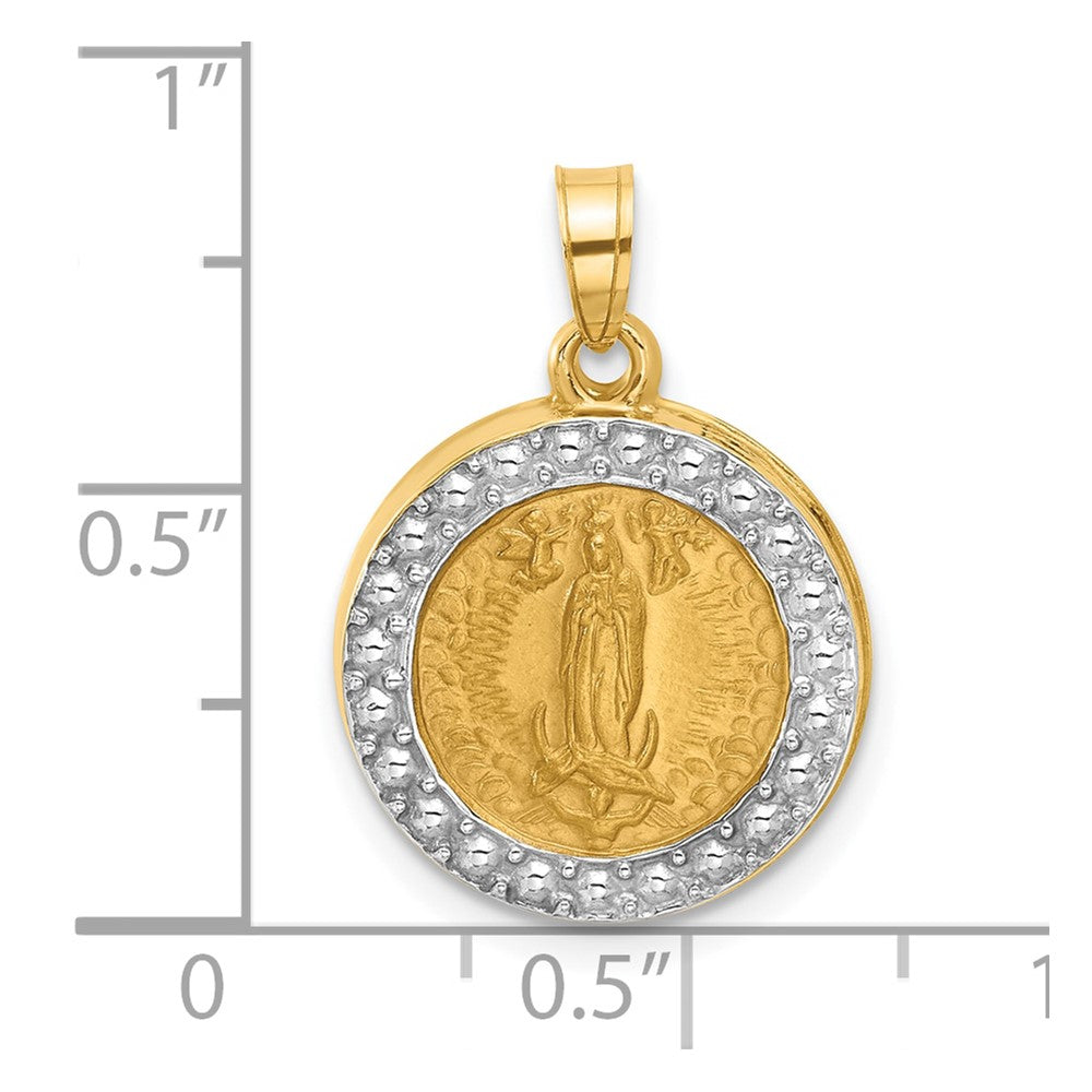 14k Yellow & Rhodium 16.1 mm Hollow Lady of Guadalupe Pendant (1.05 grams)
