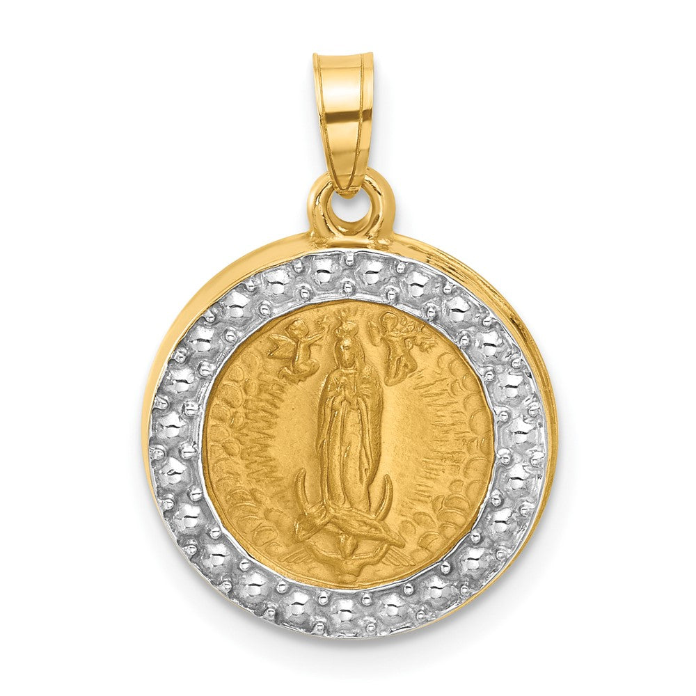 14k Yellow & Rhodium 16.1 mm Hollow Lady of Guadalupe Pendant (1.05 grams)