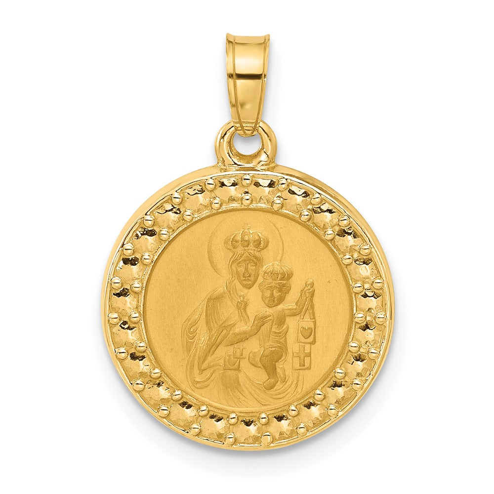 14k Yellow Gold 16.2 mm Hollow Our Lady of Mt Carmel Medal (1.14 grams)
