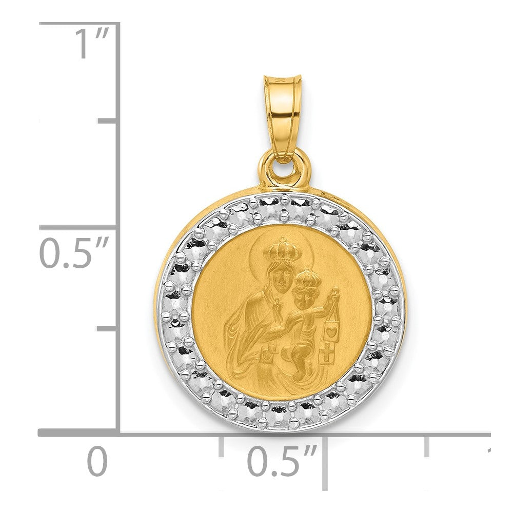 14k Yellow & Rhodium 16.2 mm Hollow Our Lady of Mt Carmel Medal (1.05 grams)