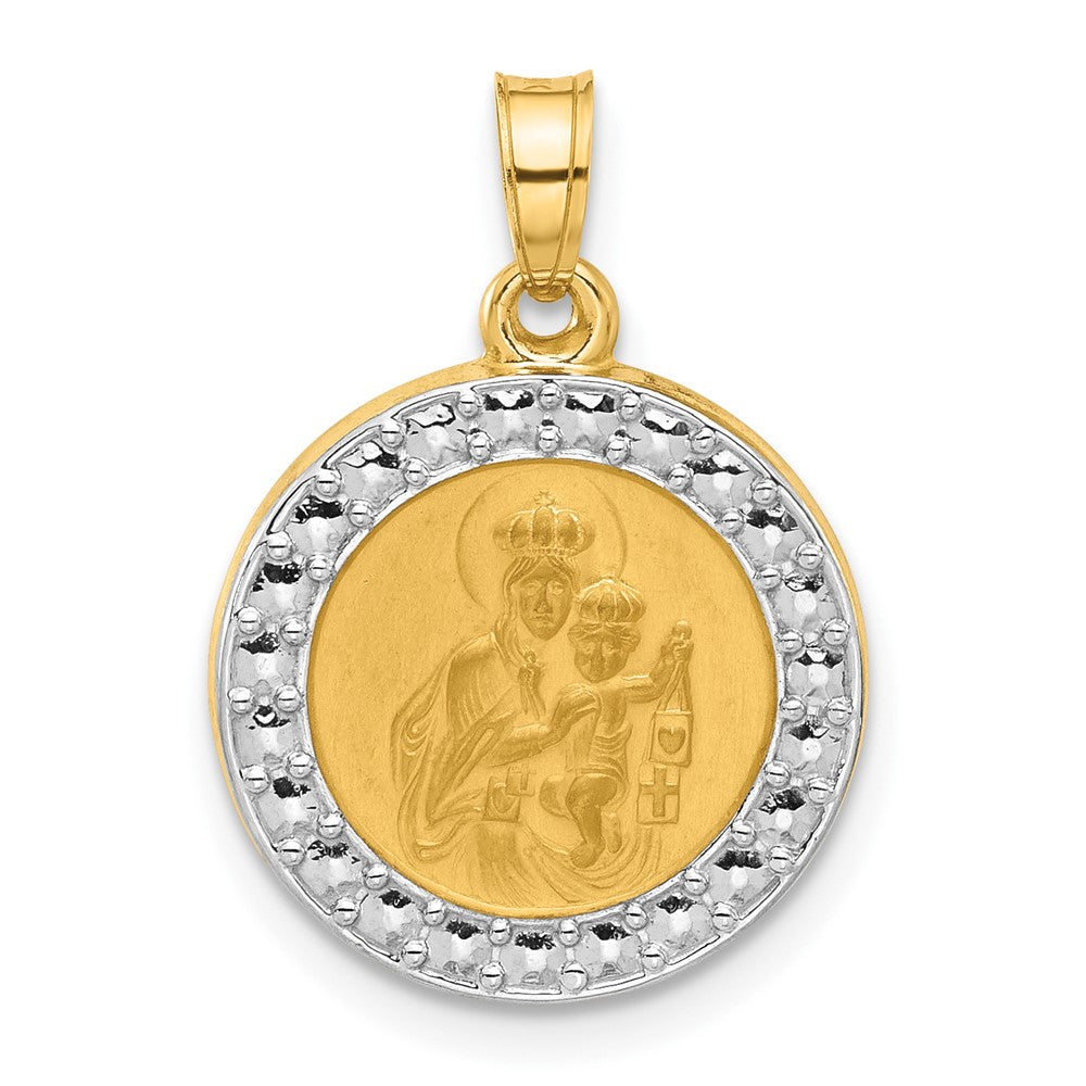 14k Yellow & Rhodium 16.2 mm Hollow Our Lady of Mt Carmel Medal (1.05 grams)