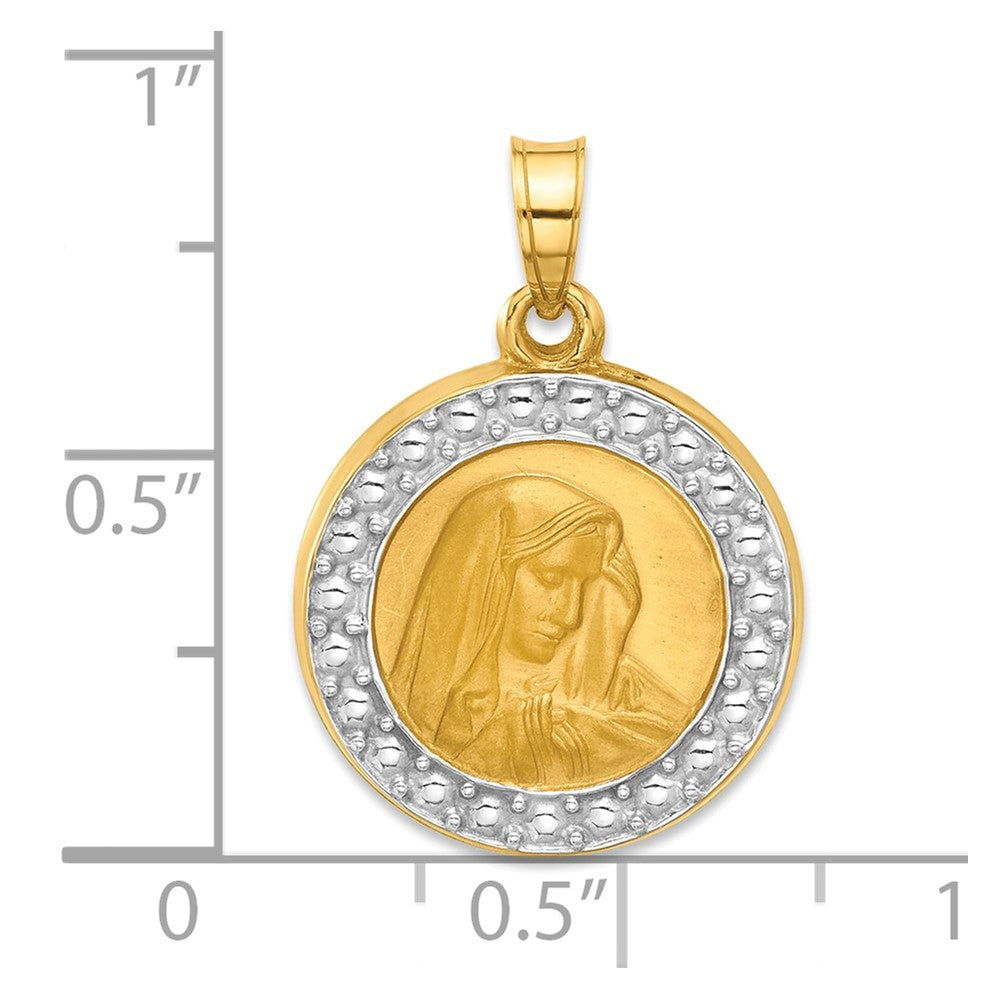 14k Yellow & Rhodium 16.2 mm Hollow Lady of Sorrows Pendant (1.05 grams)
