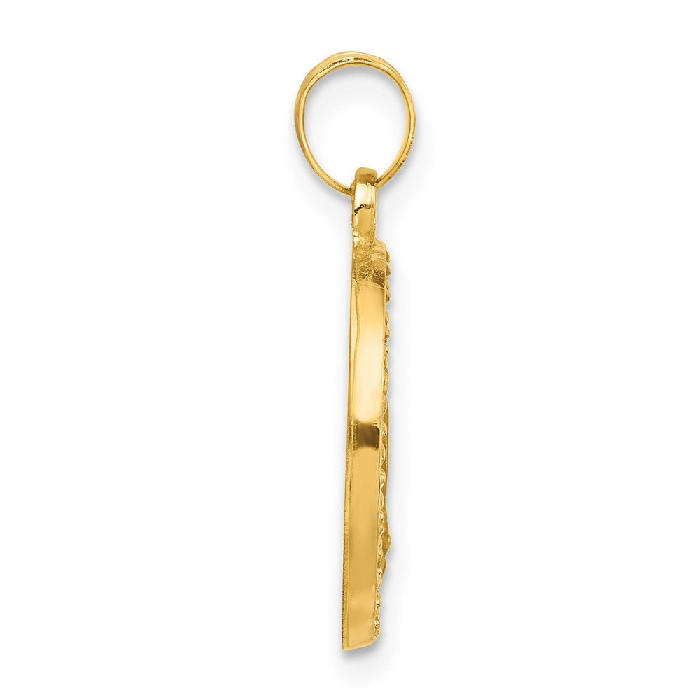 14k Yellow Gold 16.2 mm Hollow Miraculous Mary Plain Back Medal (1.05 grams)