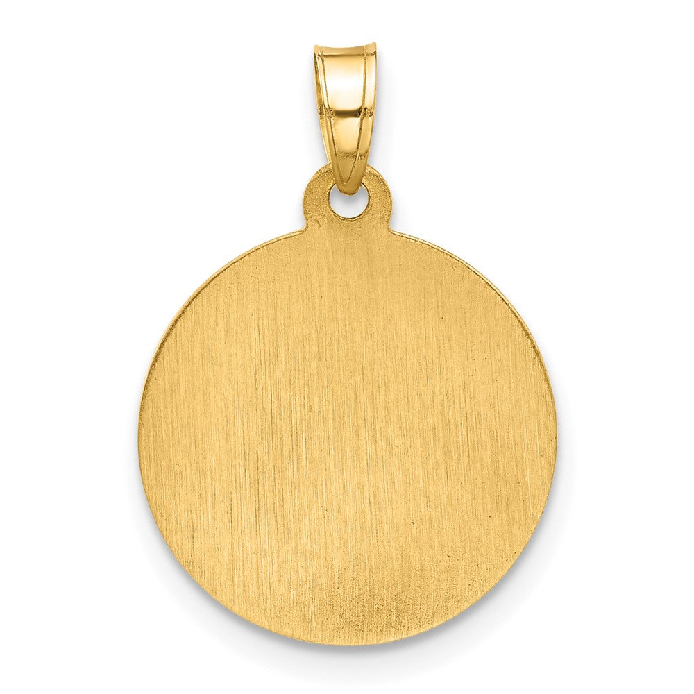 14k Yellow Gold 16.2 mm Hollow Miraculous Mary Plain Back Medal (1.05 grams)