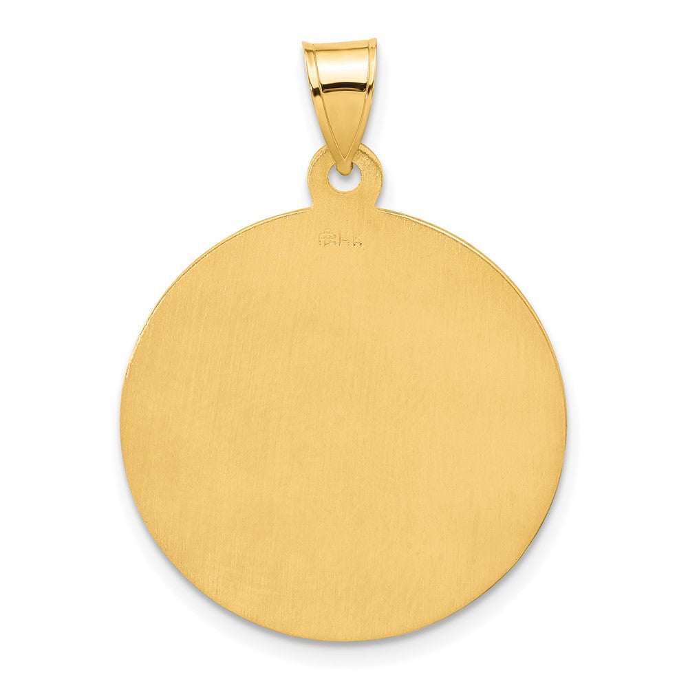 14k Yellow Gold 24.4 mm Polished and Satin Solid Miraculous Mary Plain Back Medal (5.13 grams)