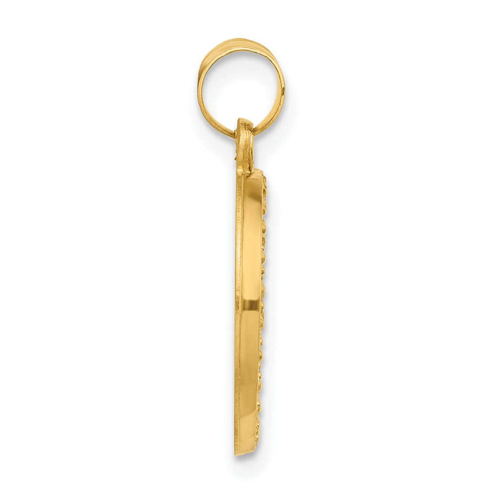 14k Yellow Gold 16.6 mm Hollow Our Guardian Angel Medal (1.05 grams)