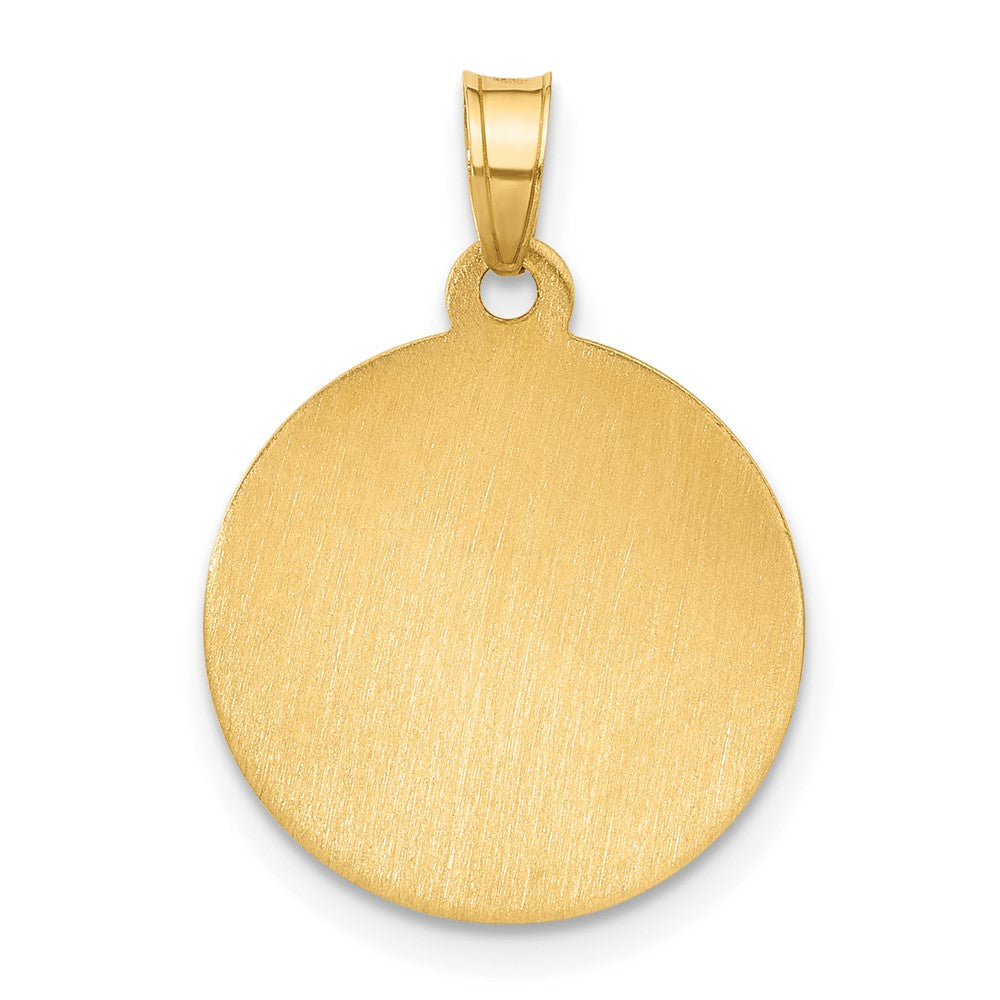 14k Yellow Gold 16.6 mm Hollow Our Guardian Angel Medal (1.05 grams)