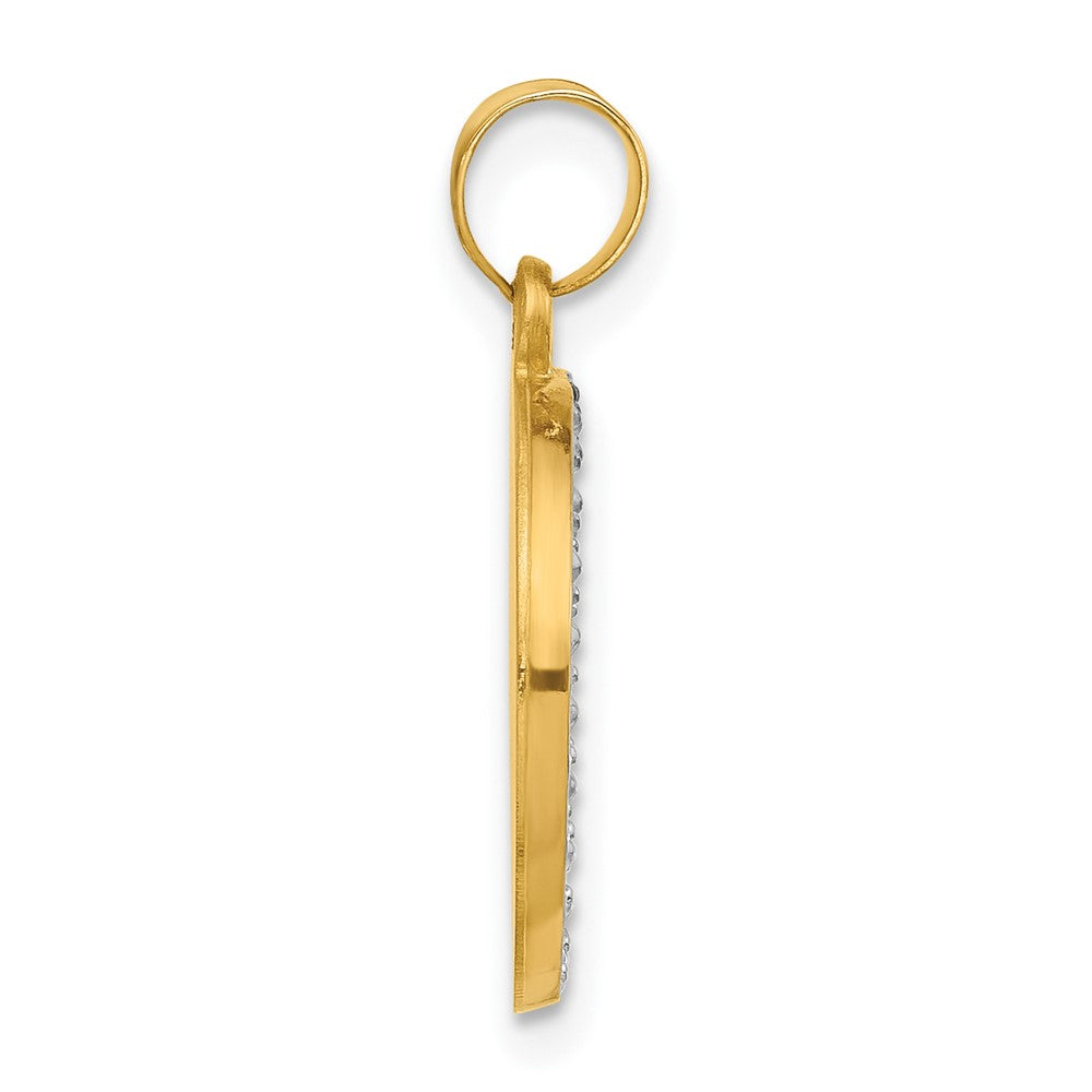 14k Yellow & Rhodium 16.6 mm Hollow Our Guardian Angel Medal (1.14 grams)