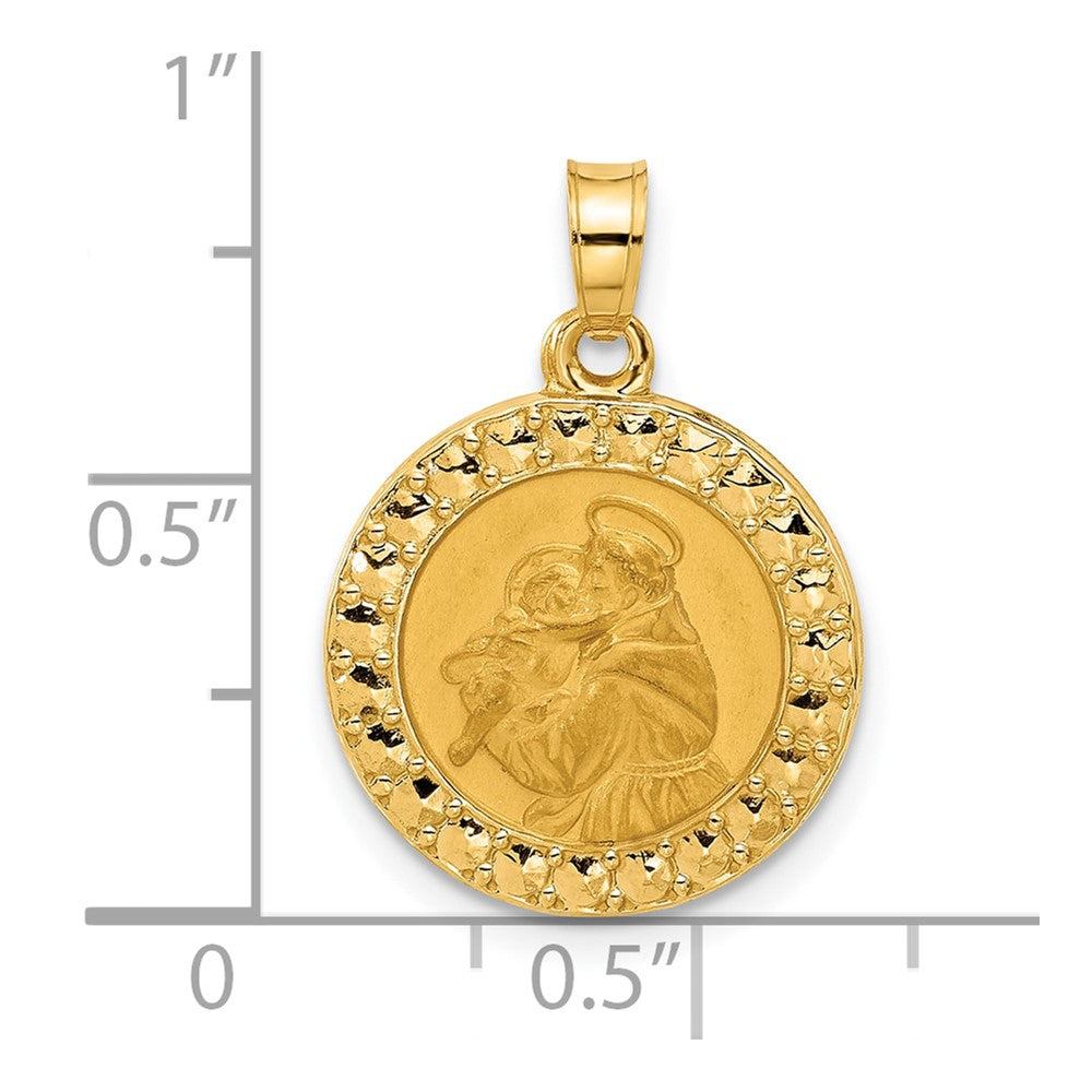 14k Yellow Gold 16.2 mm Polished Hollow St Anthony Medal (1.14 grams)