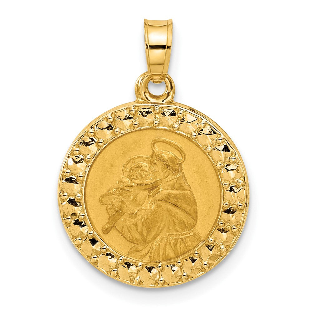 14k Yellow Gold 16.2 mm Polished Hollow St Anthony Medal (1.14 grams)