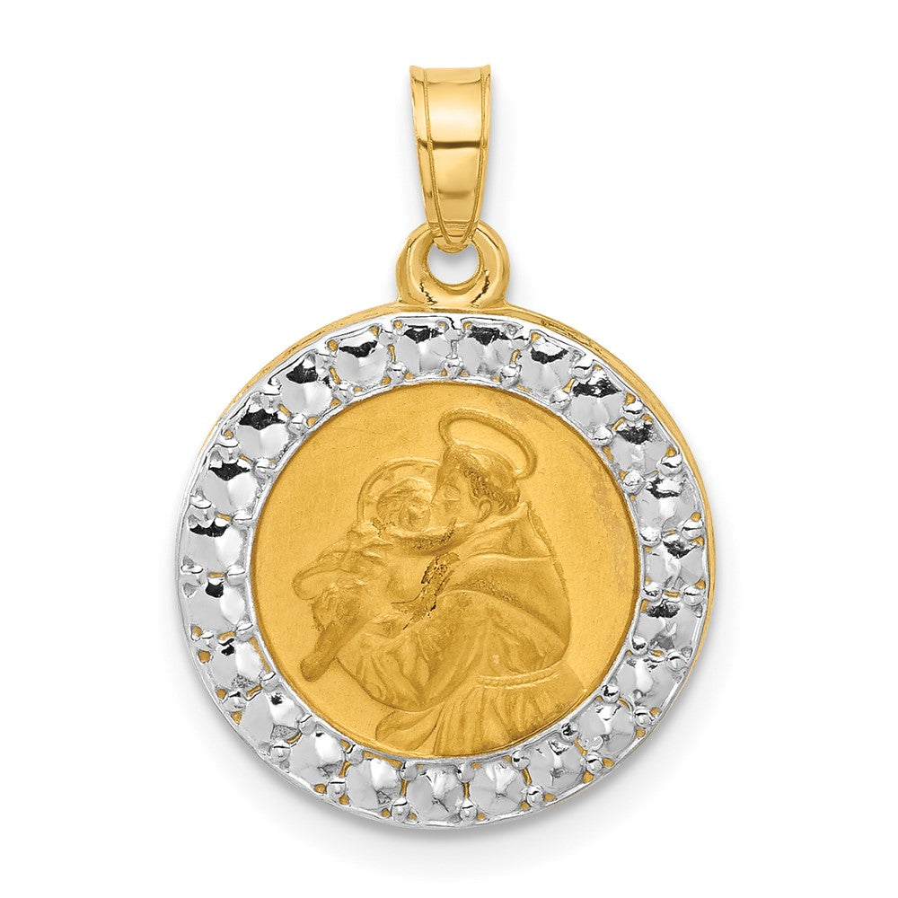 14k Yellow & Rhodium 16.2 mm Hollow St. Anthony Medal (1.05 grams)
