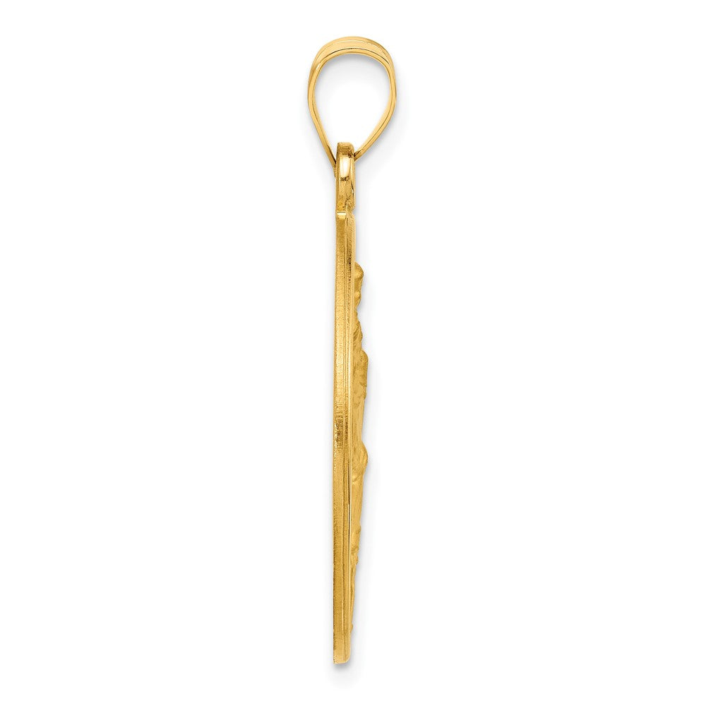 14k Yellow Gold 24.4 mm Polished and Satin Solid St. Christopher Medal (5.23 grams)