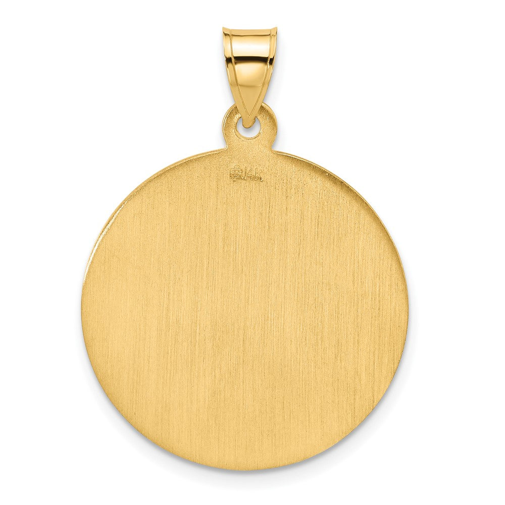 14k Yellow Gold 24.4 mm Polished and Satin Solid St. Christopher Medal (5.23 grams)
