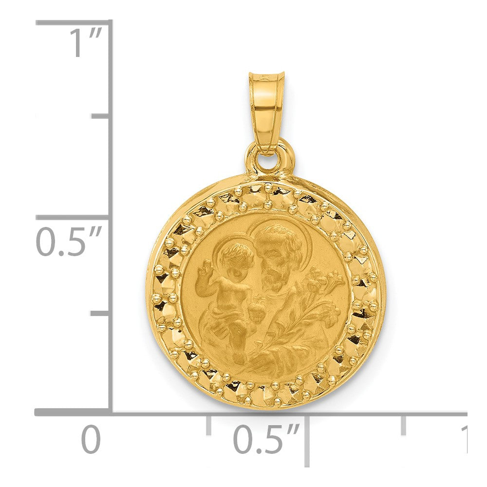 14k Yellow Gold 16.2 mm Hollow St. Joseph Medal (1.14 grams)