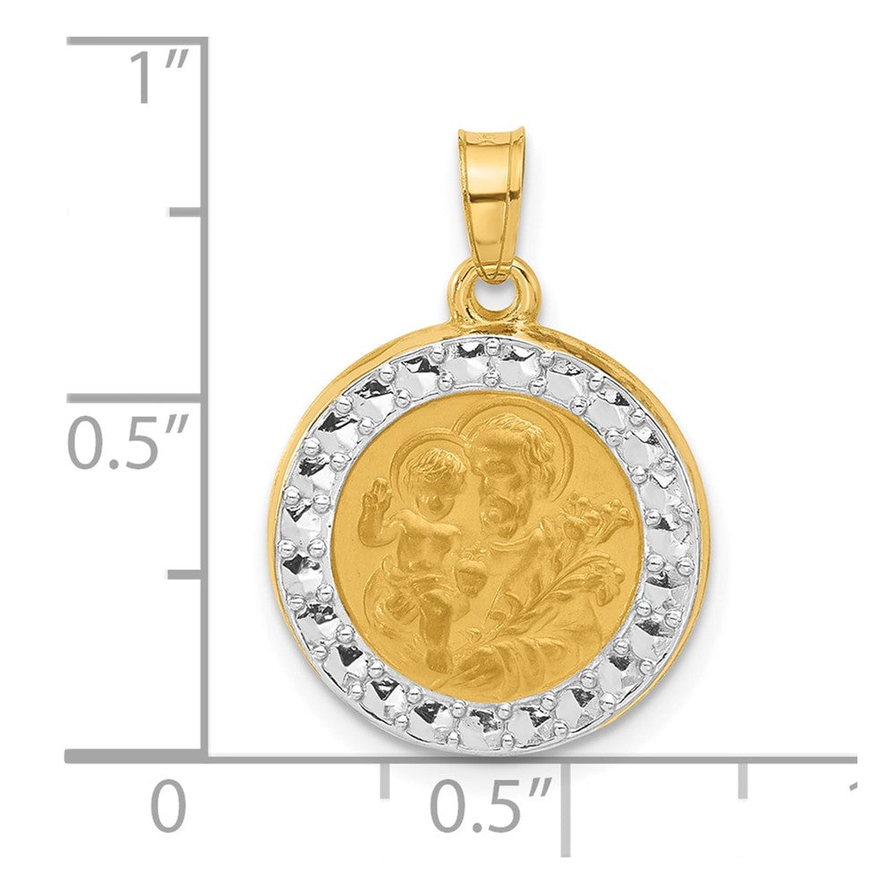 14k Yellow & Rhodium 16.2 mm Hollow St. Joseph Medal (1.14 grams)
