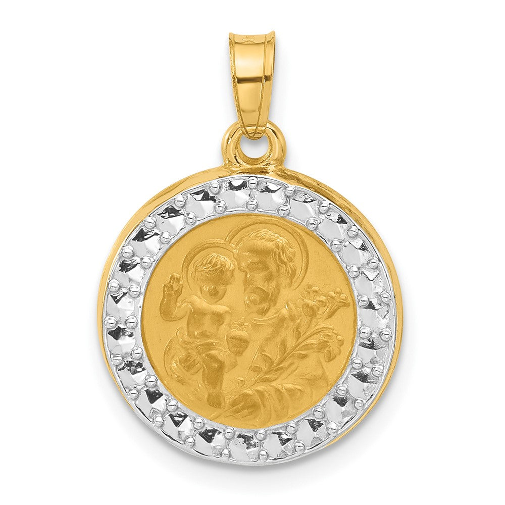 14k Yellow & Rhodium 16.2 mm Hollow St. Joseph Medal (1.14 grams)