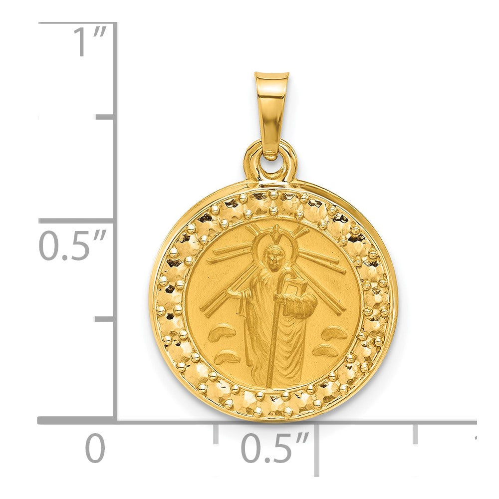 14k Yellow Gold 16.4 mm Hollow St. Jude Thaddeus Medal (1.05 grams)