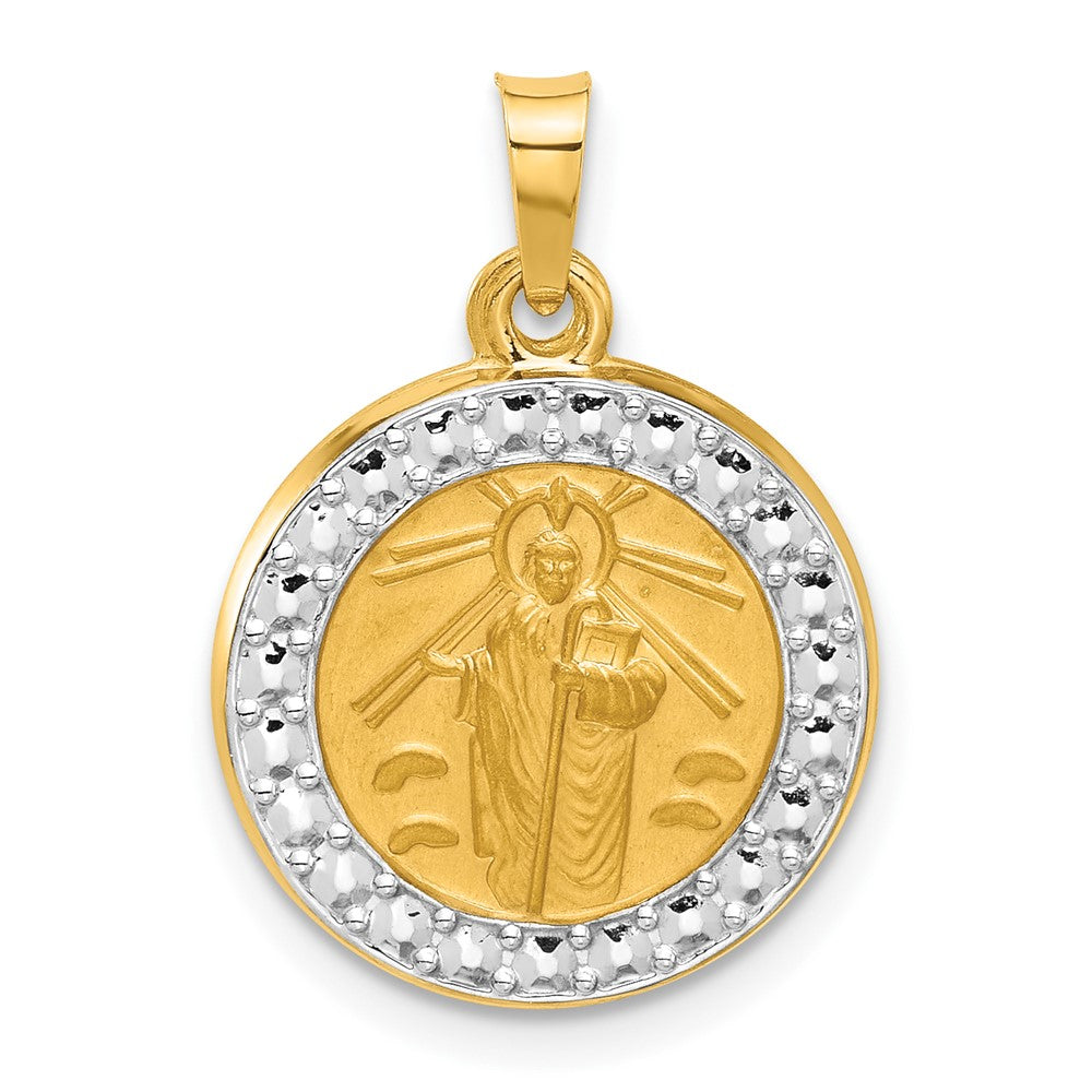 14k Yellow & Rhodium 16.4 mm Hollow St. Jude Thaddeus Medal (1.05 grams)
