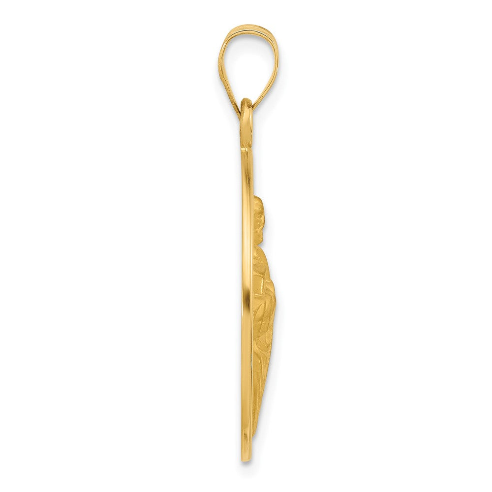 14k Yellow Gold 24.4 mm Polished and Satin Solid St Jude Thaddeus Medal (4.75 grams)