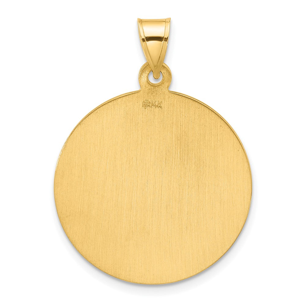 14k Yellow Gold 24.4 mm Polished and Satin Solid St. Michael Medal (5.42 grams)