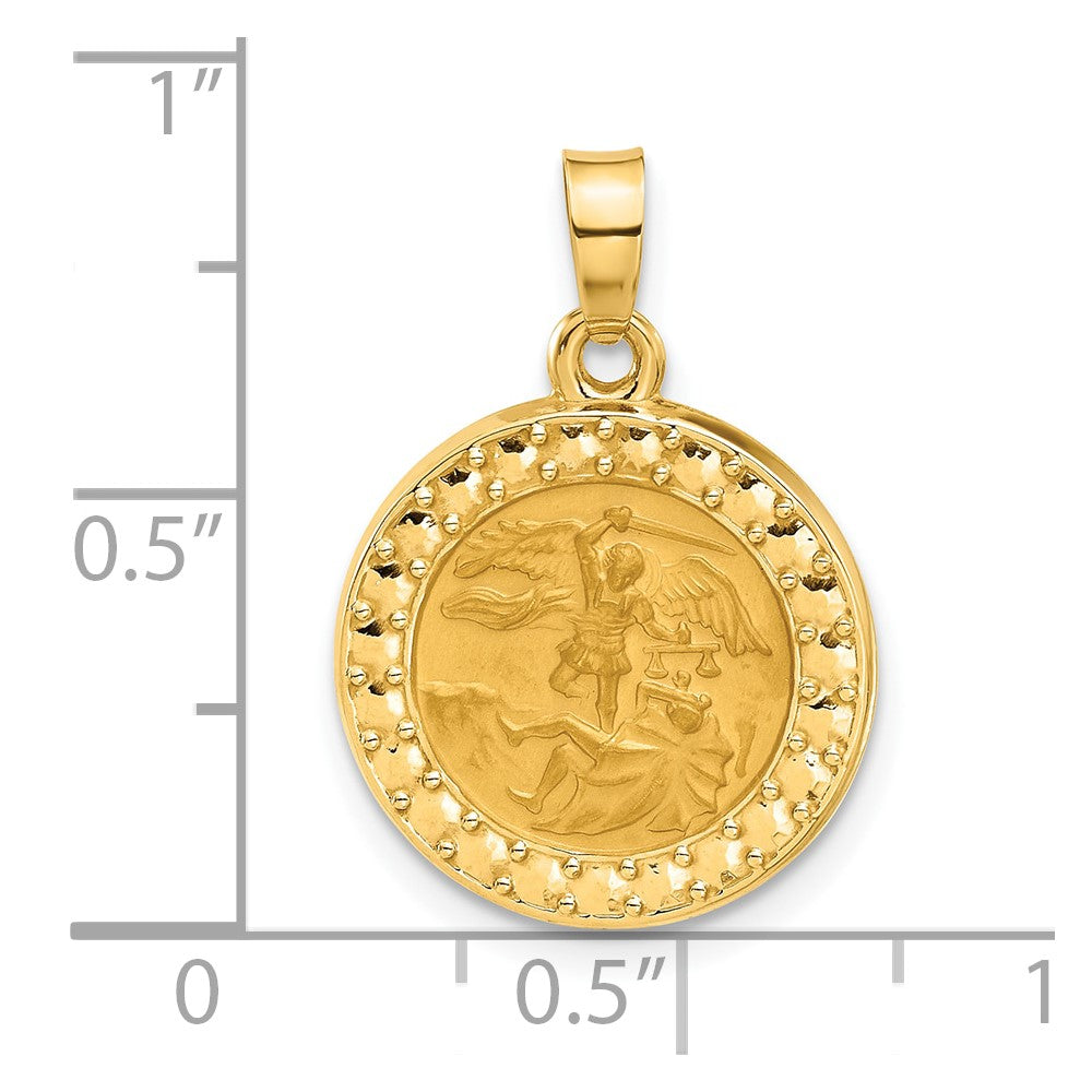 14k Yellow Gold 16.4 mm Hollow St. Michael Medal (1.05 grams)