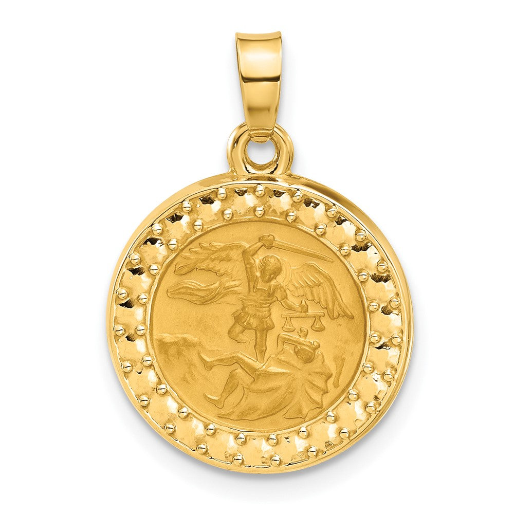 14k Yellow Gold 16.4 mm Hollow St. Michael Medal (1.05 grams)
